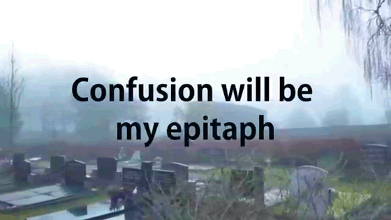 Confusion will be my epitaph Confusion will be my epitaph